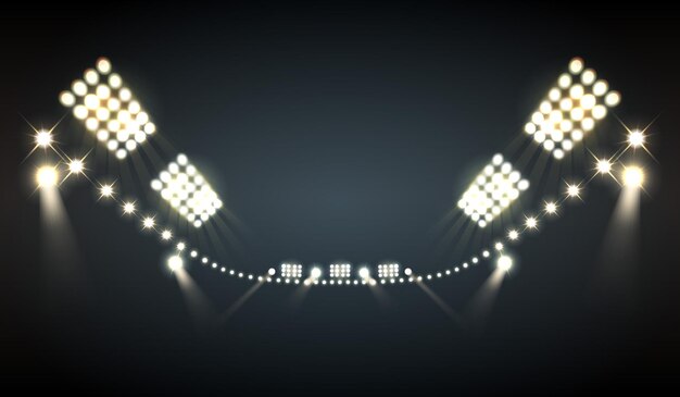 Proiettori da stadio realistici con simboli di luci intense