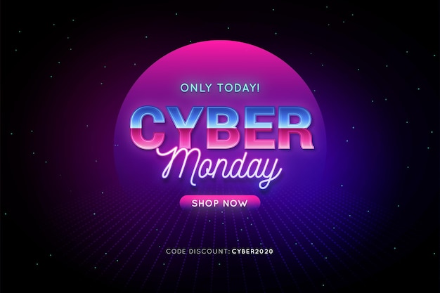 Promo di cyber lunedì in stile futuristico retrò