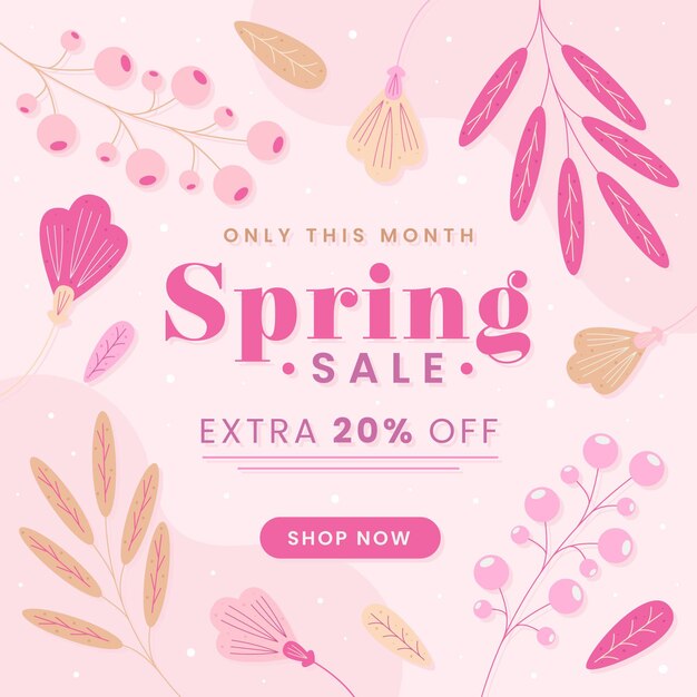 Promo di vendita di primavera design piatto illustrato