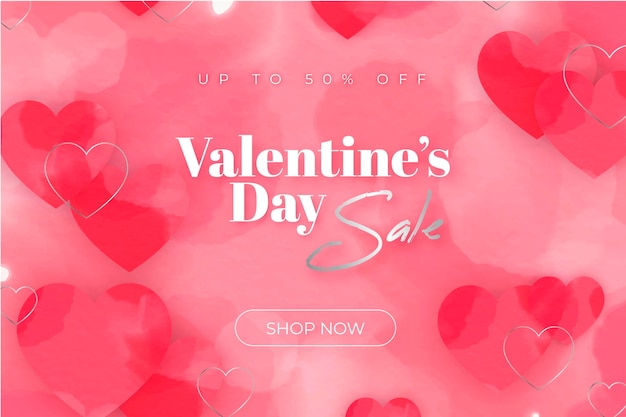 Promozione di vendita di san valentino dell'acquerello