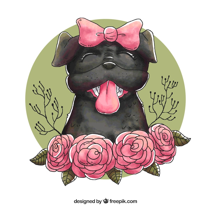 Vettore gratuito pug femminile con stile disegnato a mano