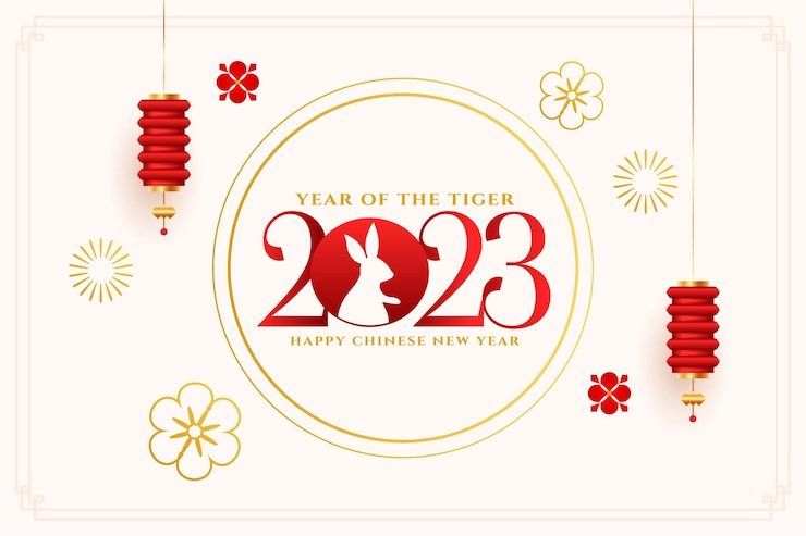 Vettore gratuito pulisci la scheda occasione del capodanno cinese 2023 con lanterna