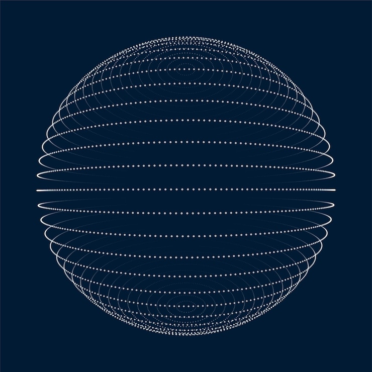 Vettore gratuito puntini astratti del globo della griglia 3d nel disegno vettoriale di stile tecnologico