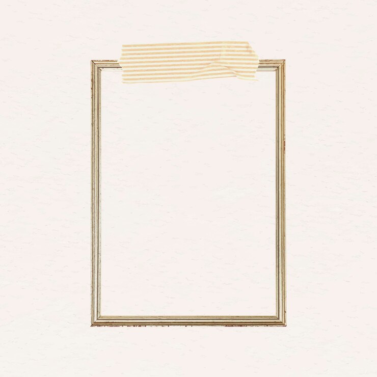 Vettore gratuito punto cornice oro rettangolare con strisce gialle washi tape vector