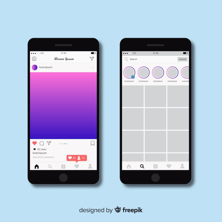 Vettore gratuito quadro fotografico realistico per instagram sullo smartphone