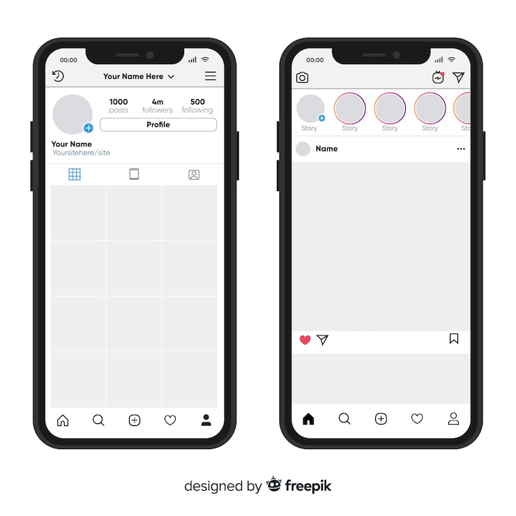 Vettore gratuito quadro fotografico realistico per instagram sullo smartphone