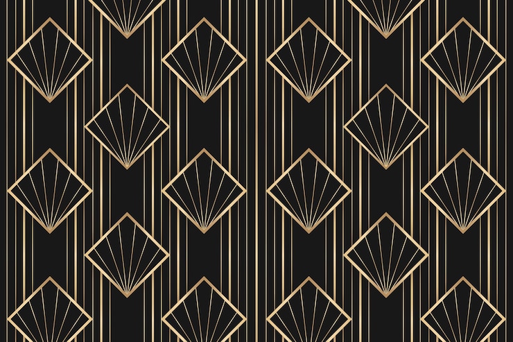 Vettore gratuito quadro vettoriale art deco con disegno geometrico su sfondo scuro