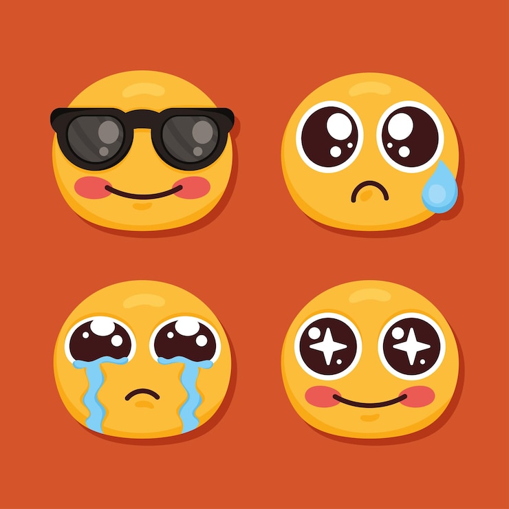 Vettore gratuito quattro caratteri di emoticon impostano le icone