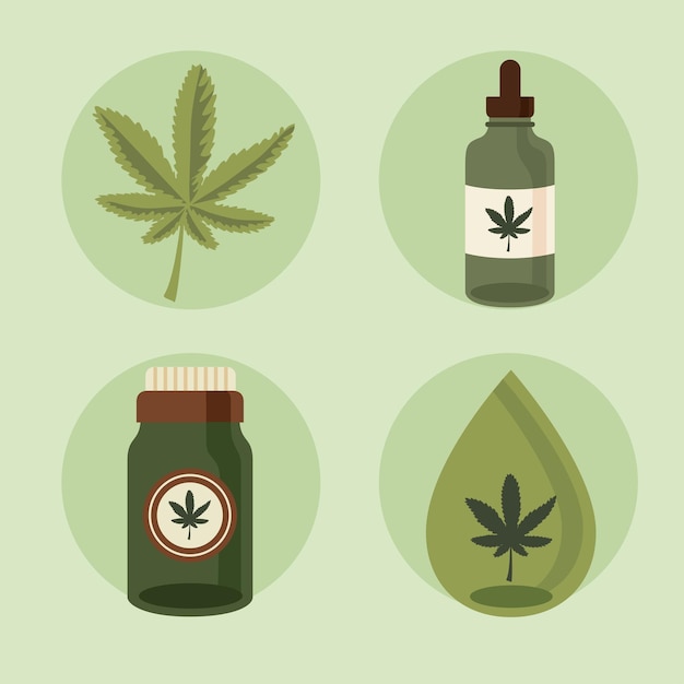 Quattro icone di cannabis medica