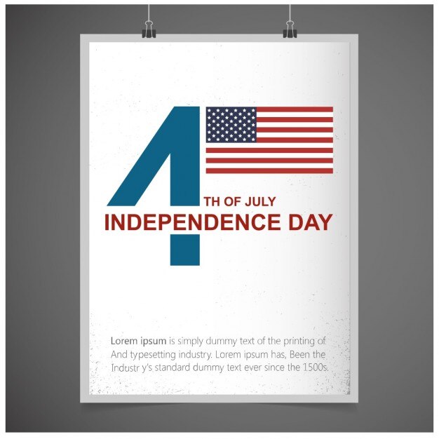 Vettore gratuito quattro luglio usa independence day biglietto di auguri