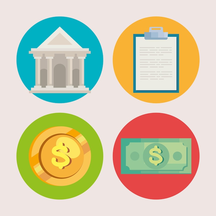 Vettore gratuito quattro voci di economia e finanze
