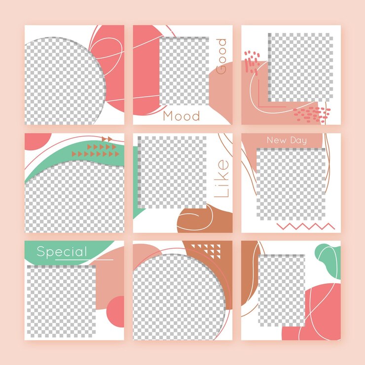 Vettore gratuito raccolta astratta di post di feed di puzzle di instagram