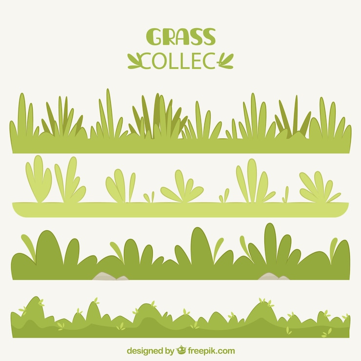 Vettore gratuito raccolta dei bordi decorativi di erba verde