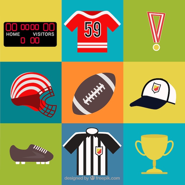 Raccolta delle attrezzature di calcio