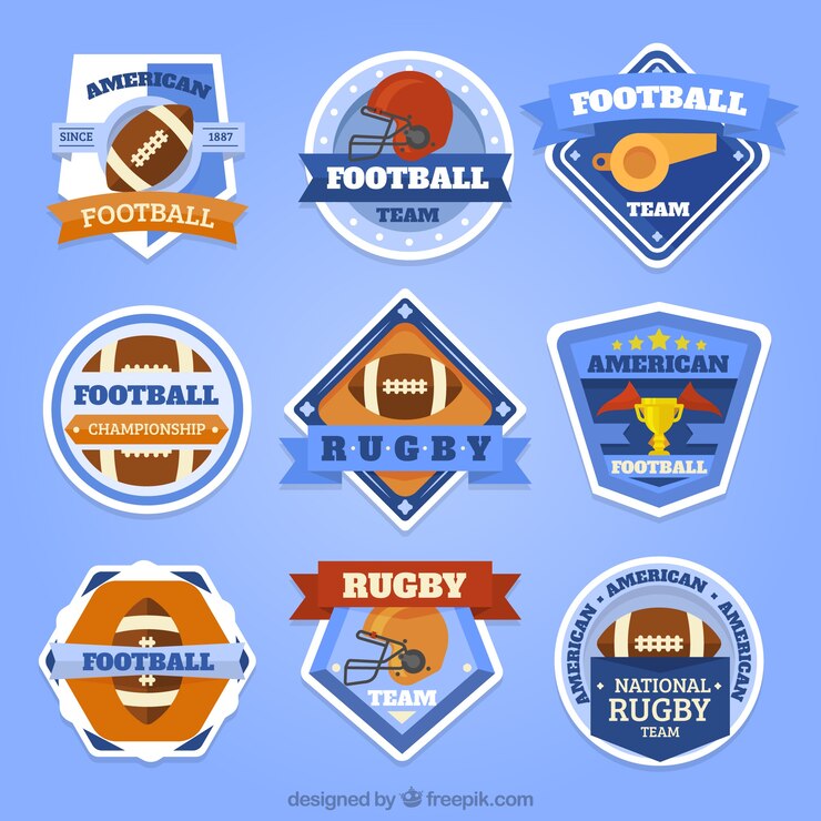 Vettore gratuito raccolta di american calcio insegne in stile vintage