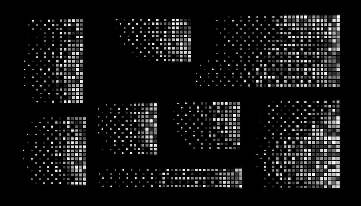 Vettore gratuito raccolta di banner con motivo a mosaico pixellato con effetto movimento
