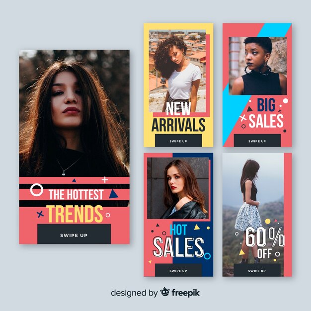 Raccolta di banner di vendita con foto
