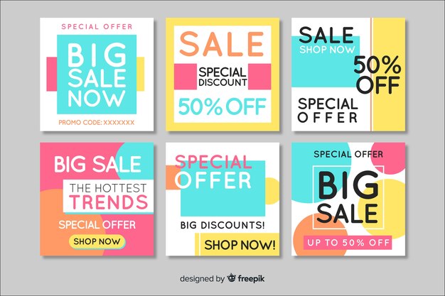 Raccolta di banner di vendita di moda sociale dei media