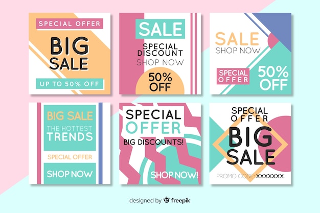 Raccolta di banner di vendita di moda sociale dei media