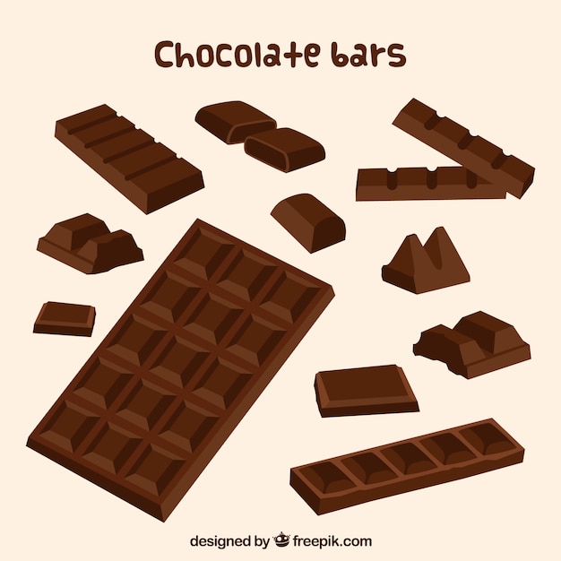 Raccolta di barrette di cioccolato con latte