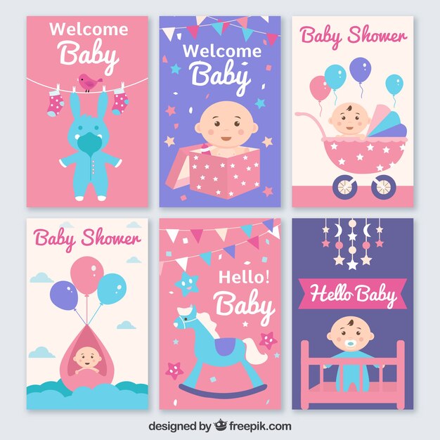 Raccolta di biglietti di auguri per baby shower
