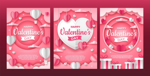 Raccolta di cartoline d'auguri di San Valentino in stile carta