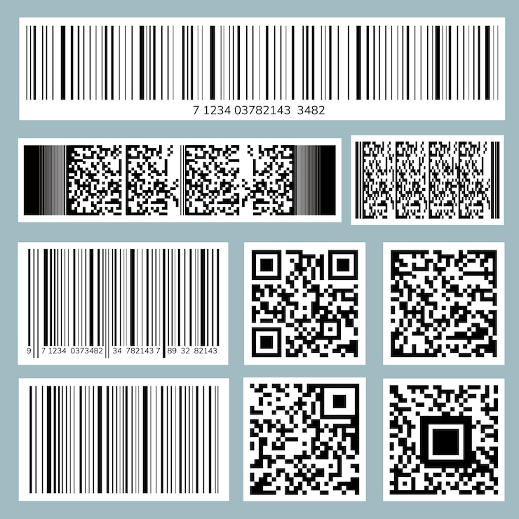 Vettore gratuito raccolta di codici a barre e codici qr