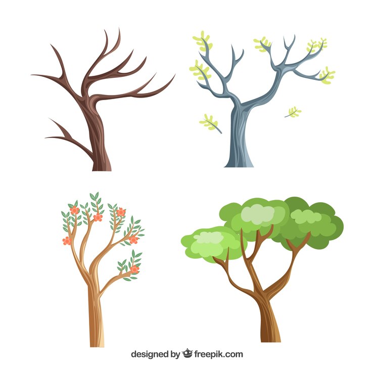Vettore gratuito raccolta di diversi alberi