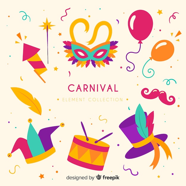 Raccolta di elementi di Carnevale disegnati a mano