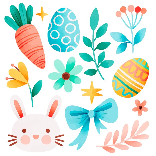 Raccolta di elementi di celebrazione di pasqua dell'acquerello