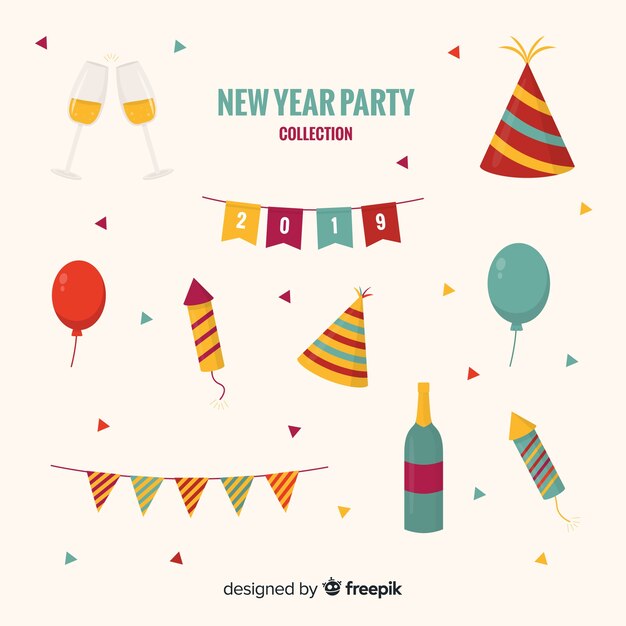 Raccolta di elementi di festa di Capodanno