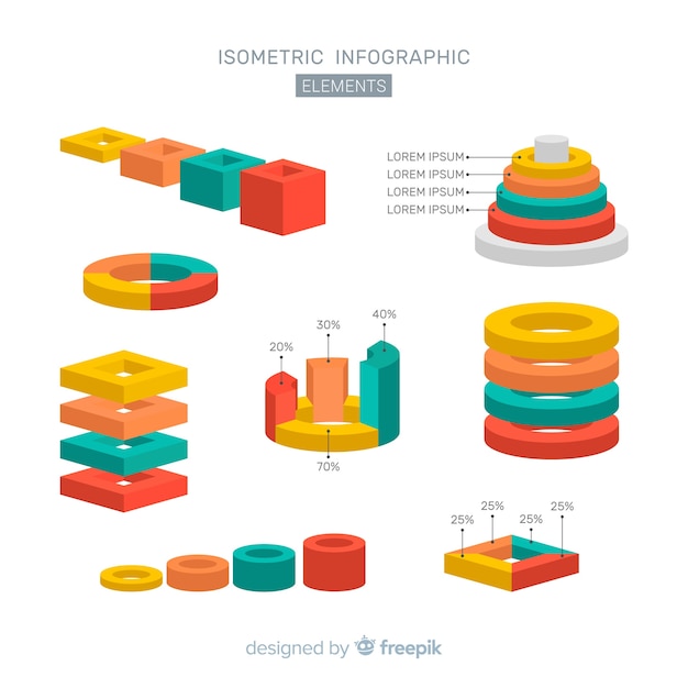 Raccolta di elementi di infografica piatta