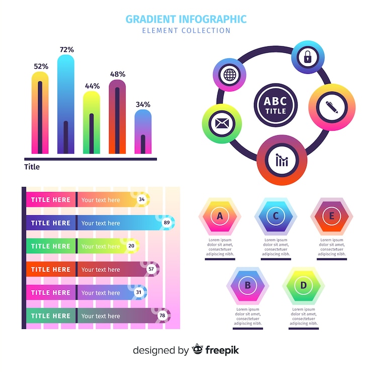 Vettore gratuito raccolta di elementi di infografica sfumati