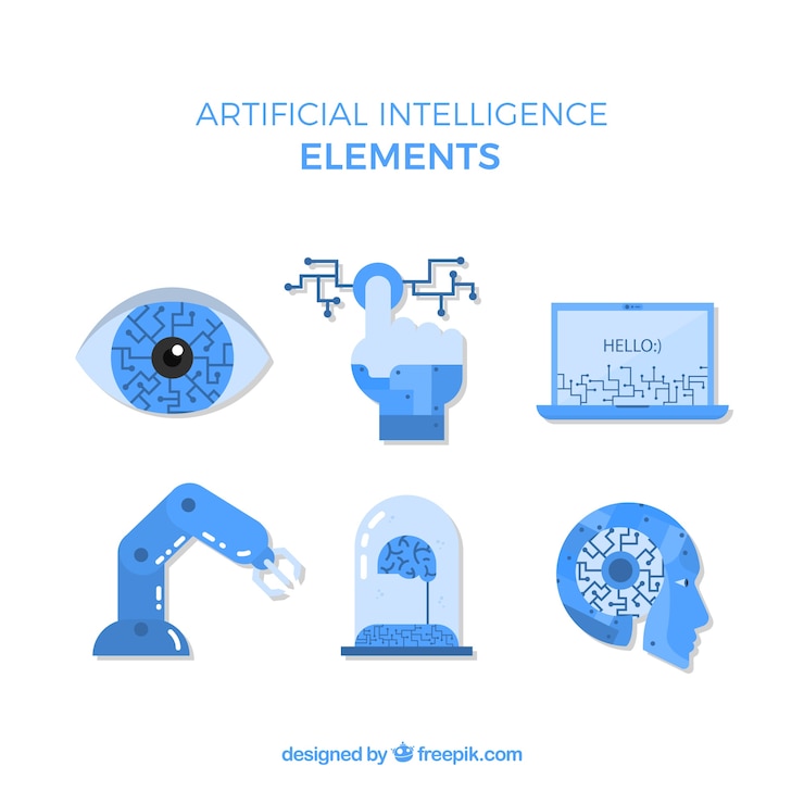 Vettore gratuito raccolta di elementi di intelligenza artificiale in stile piatto
