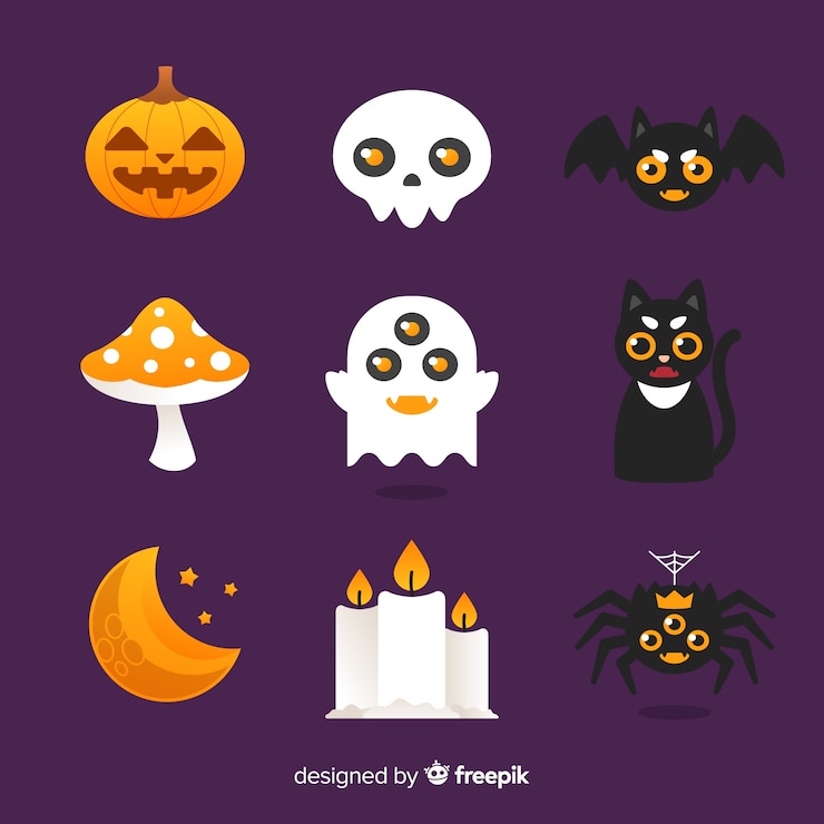 Vettore gratuito raccolta di elementi divertenti di halloween