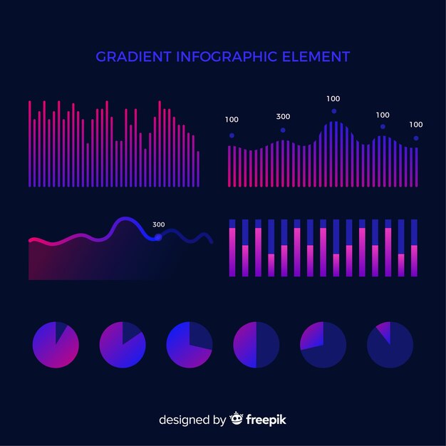 Raccolta di elementi infografica al neon