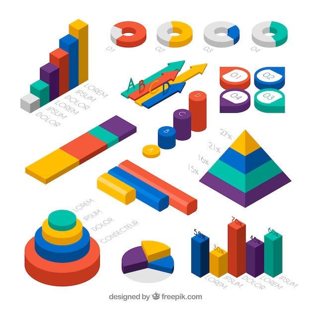 Raccolta di elementi infografici colorati