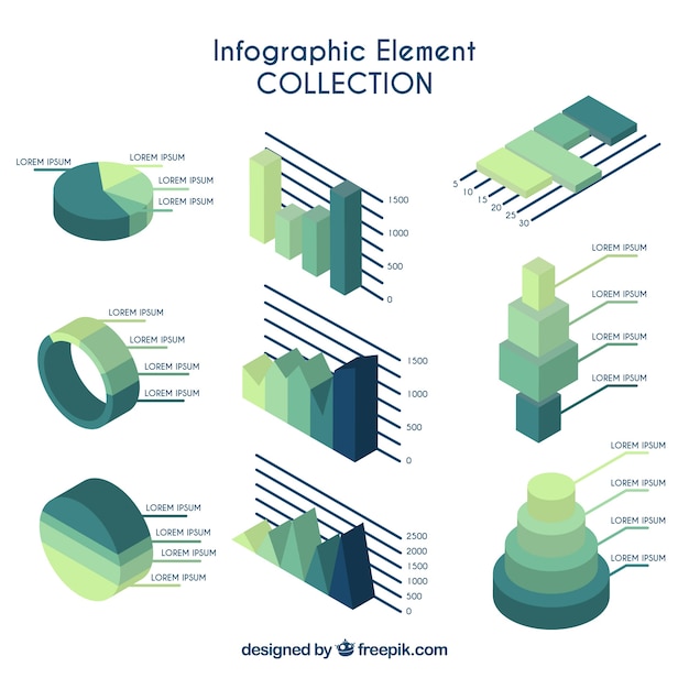 Raccolta di elementi infographic colorato in stile piano