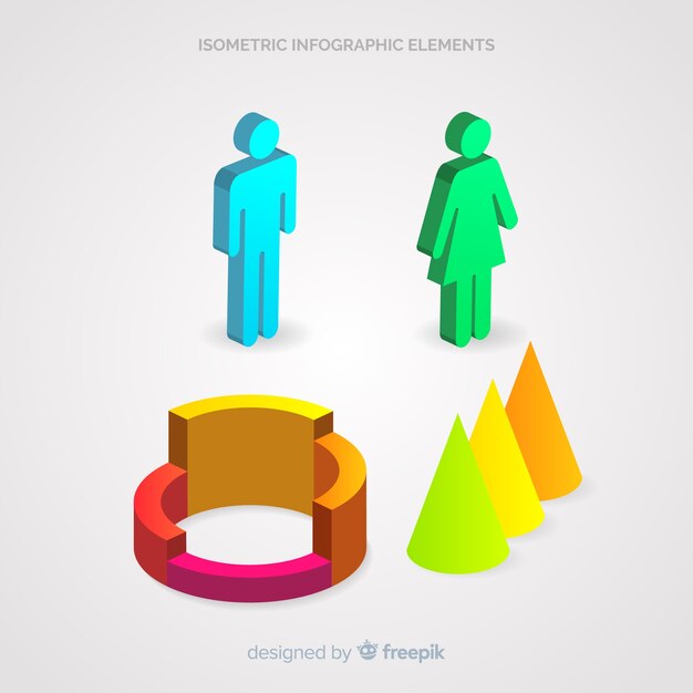 Raccolta di elementi isometrici infografica