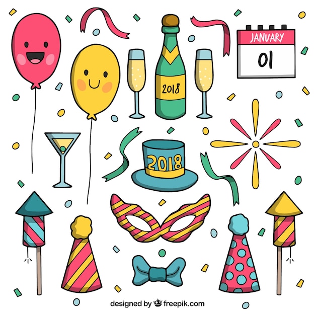 Raccolta di elemento di festa di nuovo anno
