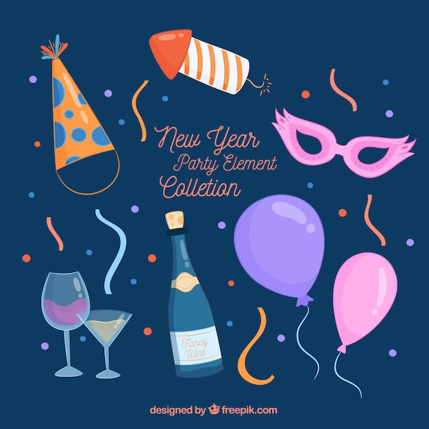 Raccolta di elemento di festa di nuovo anno