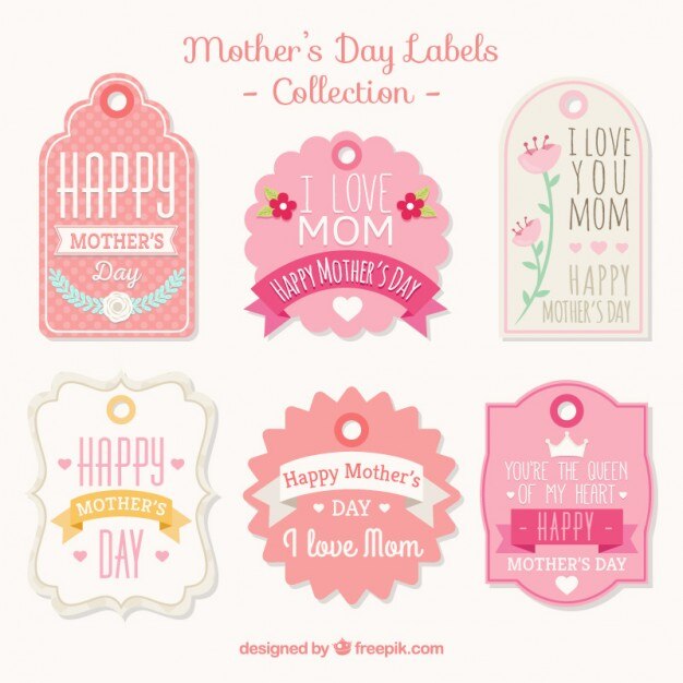 Raccolta di etichetta festa della mamma epoca rosa