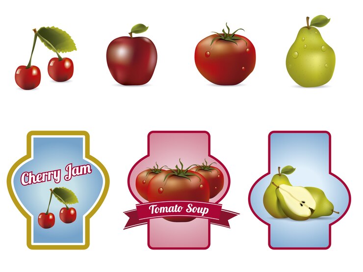 Raccolta di etichette di frutta