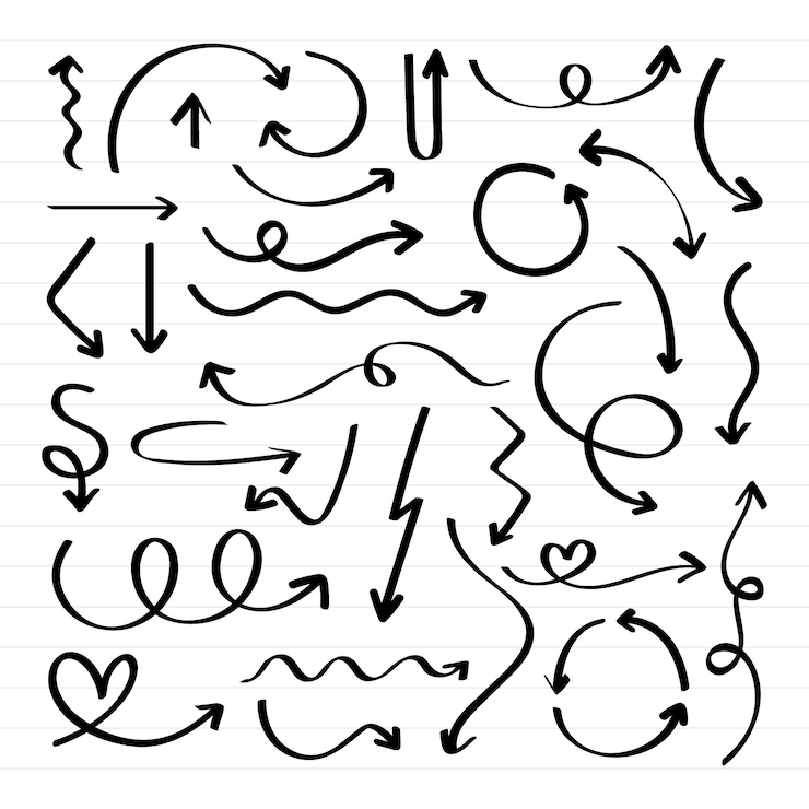 Vettore gratuito raccolta di frecce disegnate a mano
