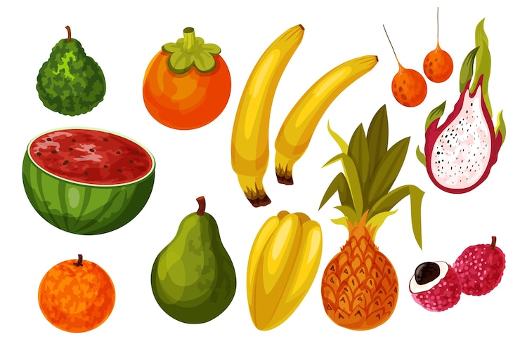 Vettore gratuito raccolta di frutta dettagliata