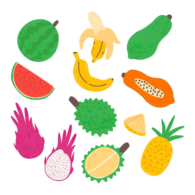 Raccolta di frutta disegnata a mano