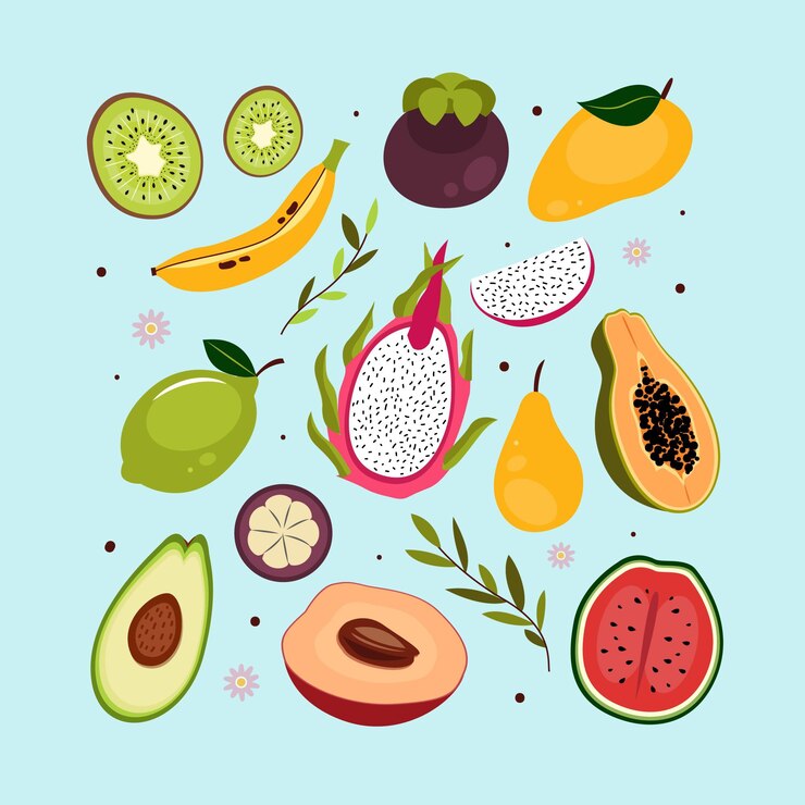 Vettore gratuito raccolta di frutta piatta biologica
