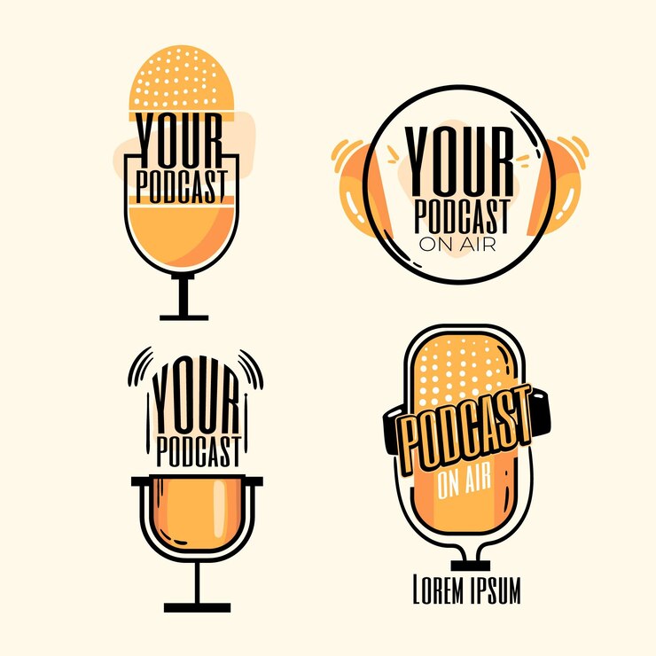 Vettore gratuito raccolta di loghi dettagliati di podcast