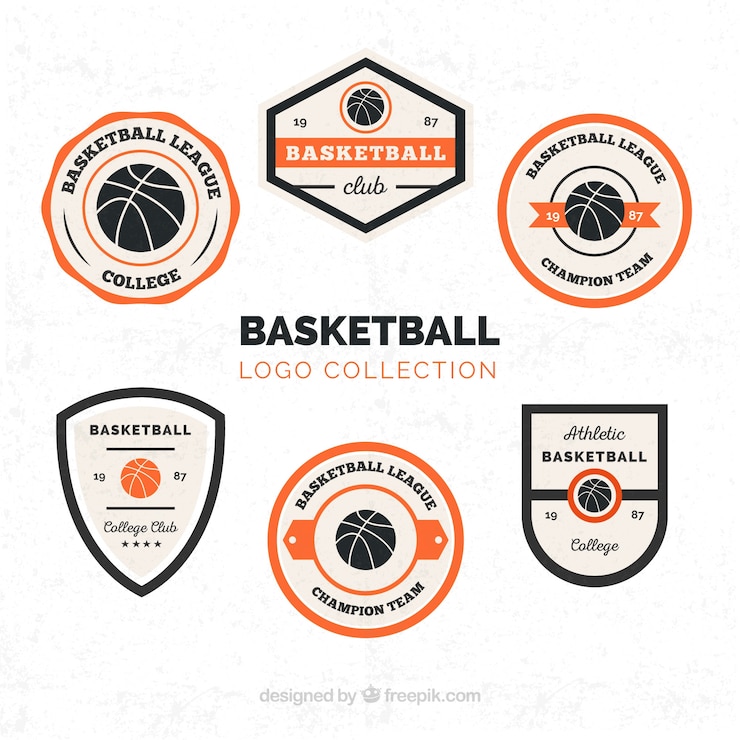 Vettore gratuito raccolta di loghi di basket