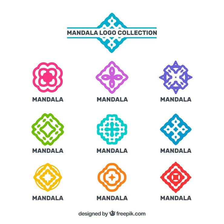 Vettore gratuito raccolta di loghi mandala a mano disegnati